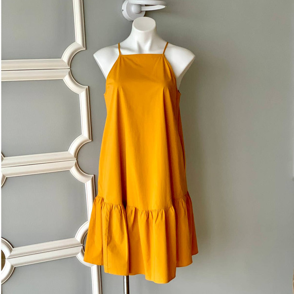 Ann Taylor Square Neck Flounce Shift Dress in Yellow Size Medium Petite - Picture 11 of 11